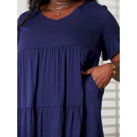 V-Neck Flounce Sleeve Tiered Dress V-Neck Flounce Sleeve Tiered Dress