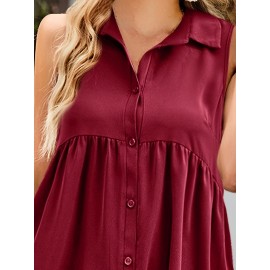 Big Size Women's Lapel Button Dress Summer Sleeveless Loose Front Short Back Length Irregular A-line Dress Lightweight Soft Comfortable Knee Short Dress Seaside Vacation Beach Dress Big Size Dresses Big Size Women's Lapel Button Dress Summer Sleeveless Loose Front Short Back Length Irregular A-line Dress Lightweight Soft Comfortable Knee Short Dress Seaside Vacation Beach Dress Big Size Dresses