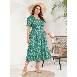 Plus Size Maxi Dress Womens Summer Casual Boho Floral Empire Waist Plus Size Flowy Dress Plus Size Dresses for Curvy Women