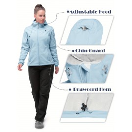 Softshell Jacket for Women, Casual Plush Lined Warm Hooded Windproof Coat with Adjustable Hood and Drawcord Hem for Winter Fall Outdoor Hiking Softshell Jacket for Women, Casual Plush Lined Warm Hooded Windproof Coat with Adjustable Hood and Drawcord Hem for Winter Fall Outdoor Hiking