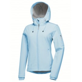 Softshell Jacket for Women, Casual Plush Lined Warm Hooded Windproof Coat with Adjustable Hood and Drawcord Hem for Winter Fall Outdoor Hiking Softshell Jacket for Women, Casual Plush Lined Warm Hooded Windproof Coat with Adjustable Hood and Drawcord Hem for Winter Fall Outdoor Hiking