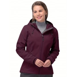 Softshell Jacket for Women, Casual Plush Lined Warm Hooded Windproof Coat with Adjustable Hood and Drawcord Hem for Winter Fall Outdoor Hiking Softshell Jacket for Women, Casual Plush Lined Warm Hooded Windproof Coat with Adjustable Hood and Drawcord Hem for Winter Fall Outdoor Hiking