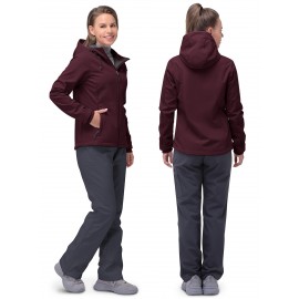 Softshell Jacket for Women, Casual Plush Lined Warm Hooded Windproof Coat with Adjustable Hood and Drawcord Hem for Winter Fall Outdoor Hiking Softshell Jacket for Women, Casual Plush Lined Warm Hooded Windproof Coat with Adjustable Hood and Drawcord Hem for Winter Fall Outdoor Hiking