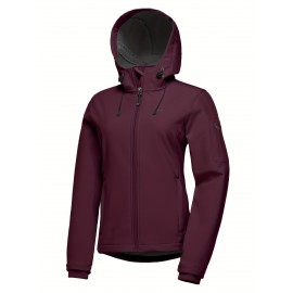 Softshell Jacket for Women, Casual Plush Lined Warm Hooded Windproof Coat with Adjustable Hood and Drawcord Hem for Winter Fall Outdoor Hiking Softshell Jacket for Women, Casual Plush Lined Warm Hooded Windproof Coat with Adjustable Hood and Drawcord Hem for Winter Fall Outdoor Hiking
