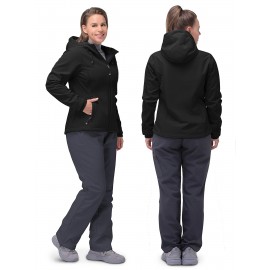 Softshell Jacket for Women, Casual Plush Lined Warm Hooded Windproof Coat with Adjustable Hood and Drawcord Hem for Winter Fall Outdoor Hiking Softshell Jacket for Women, Casual Plush Lined Warm Hooded Windproof Coat with Adjustable Hood and Drawcord Hem for Winter Fall Outdoor Hiking