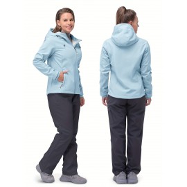 Softshell Jacket for Women, Casual Plush Lined Warm Hooded Windproof Coat with Adjustable Hood and Drawcord Hem for Winter Fall Outdoor Hiking Softshell Jacket for Women, Casual Plush Lined Warm Hooded Windproof Coat with Adjustable Hood and Drawcord Hem for Winter Fall Outdoor Hiking