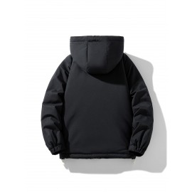 Plus Size Women'S Hooded Fleece Jacket, Casual Style, Non-Stretch Solid Color, Long Sleeve, Regular Length, with Pockets, Woven Fabric Outerwear with Polyester Lining for Winter Plus Size Women'S Hooded Fleece Jacket, Casual Style, Non-Stretch Solid Color, Long Sleeve, Regular Length, with Pockets, Woven Fabric Outerwear with Polyester Lining for Winter