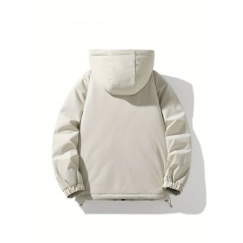 Plus Size Women'S Hooded Fleece Jacket, Casual Style, Non-Stretch Solid Color, Long Sleeve, Regular Length, with Pockets, Woven Fabric Outerwear with Polyester Lining for Winter Plus Size Women'S Hooded Fleece Jacket, Casual Style, Non-Stretch Solid Color, Long Sleeve, Regular Length, with Pockets, Woven Fabric Outerwear with Polyester Lining for Winter