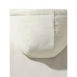 Plus Size Women'S Hooded Fleece Jacket, Casual Style, Non-Stretch Solid Color, Long Sleeve, Regular Length, with Pockets, Woven Fabric Outerwear with Polyester Lining for Winter Plus Size Women'S Hooded Fleece Jacket, Casual Style, Non-Stretch Solid Color, Long Sleeve, Regular Length, with Pockets, Woven Fabric Outerwear with Polyester Lining for Winter