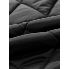 Plus Size Women'S Hooded Fleece Jacket, Casual Style, Non-Stretch Solid Color, Long Sleeve, Regular Length, with Pockets, Woven Fabric Outerwear with Polyester Lining for Winter Plus Size Women'S Hooded Fleece Jacket, Casual Style, Non-Stretch Solid Color, Long Sleeve, Regular Length, with Pockets, Woven Fabric Outerwear with Polyester Lining for Winter