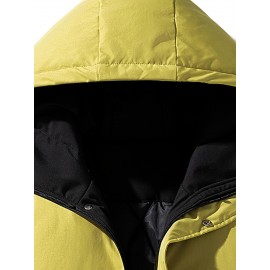 Plus Size Women'S Hooded Fleece Jacket, Casual Style, Non-Stretch Solid Color, Long Sleeve, Regular Length, with Pockets, Woven Fabric Outerwear with Polyester Lining for Winter Plus Size Women'S Hooded Fleece Jacket, Casual Style, Non-Stretch Solid Color, Long Sleeve, Regular Length, with Pockets, Woven Fabric Outerwear with Polyester Lining for Winter