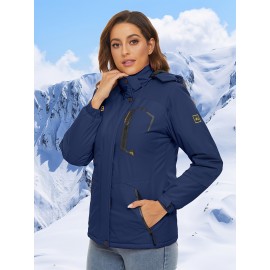 Large-size Women's Waterproof Soft-shell Ski Jacket with Fleece Lining, Hooded, Multiple Pockets, Warm, Comfortable, Bright Colors, Plus-size Coat for Outdoor Sports, Snowsports, Snowboarding, Hiking, Mountaineering, Camping, Daily Casual Work Large-size Women's Waterproof Soft-shell Ski Jacket with Fleece Lining, Hooded, Multiple Pockets, Warm, Comfortable, Bright Colors, Plus-size Coat for Outdoor Sports, Snowsports, Snowboarding, Hiking, Mountaineering, Camping, Daily Casual Work