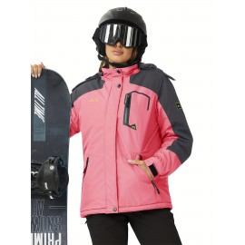 Large-size Women's Waterproof Soft-shell Ski Jacket with Fleece Lining, Hooded, Multiple Pockets, Warm, Comfortable, Bright Colors, Plus-size Coat for Outdoor Sports, Snowsports, Snowboarding, Hiking, Mountaineering, Camping, Daily Casual Work Large-size Women's Waterproof Soft-shell Ski Jacket with Fleece Lining, Hooded, Multiple Pockets, Warm, Comfortable, Bright Colors, Plus-size Coat for Outdoor Sports, Snowsports, Snowboarding, Hiking, Mountaineering, Camping, Daily Casual Work
