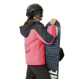 Large-size Women's Waterproof Soft-shell Ski Jacket with Fleece Lining, Hooded, Multiple Pockets, Warm, Comfortable, Bright Colors, Plus-size Coat for Outdoor Sports, Snowsports, Snowboarding, Hiking, Mountaineering, Camping, Daily Casual Work Large-size Women's Waterproof Soft-shell Ski Jacket with Fleece Lining, Hooded, Multiple Pockets, Warm, Comfortable, Bright Colors, Plus-size Coat for Outdoor Sports, Snowsports, Snowboarding, Hiking, Mountaineering, Camping, Daily Casual Work