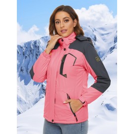 Large-size Women's Waterproof Soft-shell Ski Jacket with Fleece Lining, Hooded, Multiple Pockets, Warm, Comfortable, Bright Colors, Plus-size Coat for Outdoor Sports, Snowsports, Snowboarding, Hiking, Mountaineering, Camping, Daily Casual Work Large-size Women's Waterproof Soft-shell Ski Jacket with Fleece Lining, Hooded, Multiple Pockets, Warm, Comfortable, Bright Colors, Plus-size Coat for Outdoor Sports, Snowsports, Snowboarding, Hiking, Mountaineering, Camping, Daily Casual Work