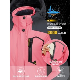 Large-size Women's Waterproof Soft-shell Ski Jacket with Fleece Lining, Hooded, Multiple Pockets, Warm, Comfortable, Bright Colors, Plus-size Coat for Outdoor Sports, Snowsports, Snowboarding, Hiking, Mountaineering, Camping, Daily Casual Work Large-size Women's Waterproof Soft-shell Ski Jacket with Fleece Lining, Hooded, Multiple Pockets, Warm, Comfortable, Bright Colors, Plus-size Coat for Outdoor Sports, Snowsports, Snowboarding, Hiking, Mountaineering, Camping, Daily Casual Work