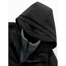 Women's Plus Size 3-in-1 Hooded Windbreaker - Fall/Winter Fashion Jacket with Pockets, Polyester, Long Sleeve, Zip-Up, H-Style Women's Plus Size 3-in-1 Hooded Windbreaker - Fall/Winter Fashion Jacket with Pockets, Polyester, Long Sleeve, Zip-Up, H-Style