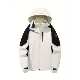 Women's Plus Size Outdoor Sports 3-in-1 Jacket - Hooded Color Block Waterproof Coat For Fall & Winter Women's Plus Size Outdoor Sports 3-in-1 Jacket - Hooded Color Block Waterproof Coat For Fall & Winter