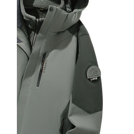 Women's Plus Size Outdoor Sports 3-in-1 Jacket - Hooded Color Block Waterproof Coat For Fall & Winter Women's Plus Size Outdoor Sports 3-in-1 Jacket - Hooded Color Block Waterproof Coat For Fall & Winter