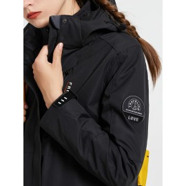 Women's Plus Size Outdoor Sports 3-in-1 Jacket - Hooded Color Block Waterproof Coat For Fall & Winter Women's Plus Size Outdoor Sports 3-in-1 Jacket - Hooded Color Block Waterproof Coat For Fall & Winter