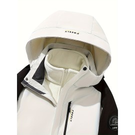 Women's Plus Size Outdoor Sports 3-in-1 Jacket - Hooded Color Block Waterproof Coat For Fall & Winter Women's Plus Size Outdoor Sports 3-in-1 Jacket - Hooded Color Block Waterproof Coat For Fall & Winter