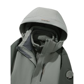 Women's Plus Size Outdoor Sports 3-in-1 Jacket - Hooded Color Block Waterproof Coat For Fall & Winter Women's Plus Size Outdoor Sports 3-in-1 Jacket - Hooded Color Block Waterproof Coat For Fall & Winter