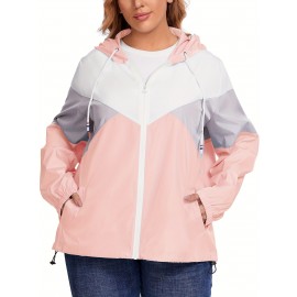 Plus Size Raincoat, Women Water Resistant Rain Jacket, Packable, Outdoor Hooded Windbreaker For Women Plus Size Raincoat, Women Water Resistant Rain Jacket, Packable, Outdoor Hooded Windbreaker For Women