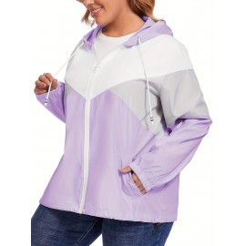 Plus Size Raincoat, Women Water Resistant Rain Jacket, Packable, Outdoor Hooded Windbreaker For Women Plus Size Raincoat, Women Water Resistant Rain Jacket, Packable, Outdoor Hooded Windbreaker For Women