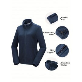Women's Outdoor Sports Plush Jacket, Plus Size Solid Color Zipper Warm Soft Long Sleeve Lightweight Fleece Jacket Women's Outdoor Sports Plush Jacket, Plus Size Solid Color Zipper Warm Soft Long Sleeve Lightweight Fleece Jacket