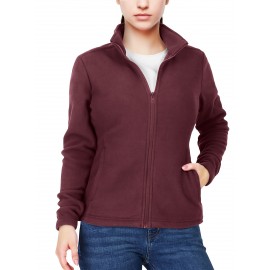 Women's Outdoor Sports Plush Jacket, Plus Size Solid Color Zipper Warm Soft Long Sleeve Lightweight Fleece Jacket Women's Outdoor Sports Plush Jacket, Plus Size Solid Color Zipper Warm Soft Long Sleeve Lightweight Fleece Jacket