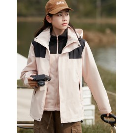 Women's 3-in-1 Winter Outdoor Jacket Set - Waterproof, Windproof & Warm with Detachable Fleece Liner, Hooded for Hiking & Travel Women's 3-in-1 Winter Outdoor Jacket Set - Waterproof, Windproof & Warm with Detachable Fleece Liner, Hooded for Hiking & Travel