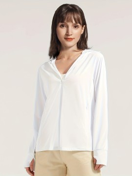 Women's Plus Size Solid Lightweight Hooded Sports Jacket, Spring/Summer, Pockets