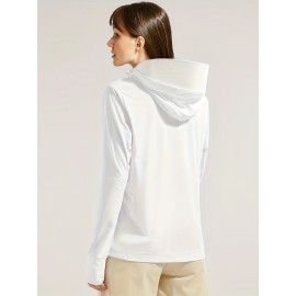 Women's Plus Size Solid Lightweight Hooded Sports Jacket, Spring/Summer, Pockets