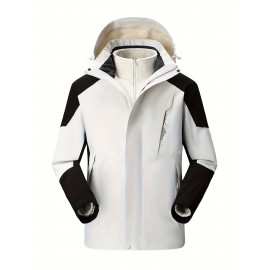 Plus Size Women's Fashion Hooded Jacket - Stylish Color Block Design, Long Sleeve with Adjustable Drawstring Waist, Water-Resistant and Breathable Fabric for Outdoor Enthusiasts, Perfect for Fall and Winter Activities Plus Size Women's Fashion Hooded Jacket - Stylish Color Block Design, Long Sleeve with Adjustable Drawstring Waist, Water-Resistant and Breathable Fabric for Outdoor Enthusiasts, Perfect for Fall and Winter Activities