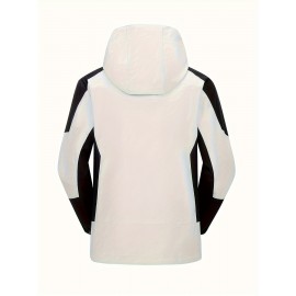 Plus Size Women's Fashion Hooded Jacket - Stylish Color Block Design, Long Sleeve with Adjustable Drawstring Waist, Water-Resistant and Breathable Fabric for Outdoor Enthusiasts, Perfect for Fall and Winter Activities Plus Size Women's Fashion Hooded Jacket - Stylish Color Block Design, Long Sleeve with Adjustable Drawstring Waist, Water-Resistant and Breathable Fabric for Outdoor Enthusiasts, Perfect for Fall and Winter Activities