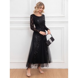 Elegant Directional Light Luxury Sequined Heavy Work Women'S Banquet Evening Dress