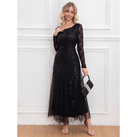 Elegant Directional Light Luxury Sequined Heavy Work Women'S Banquet Evening Dress