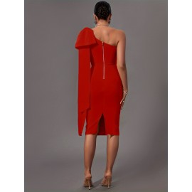 Women's Fashion Sexy Temperament Elegant Tight One Shoulder Long Sleeve Mid-Length Bandage Dress Party Cocktail Evening Dress Women's Fashion Sexy Temperament Elegant Tight One Shoulder Long Sleeve Mid-Length Bandage Dress Party Cocktail Evening Dress