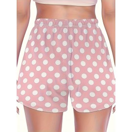 Lace Up Polka Dot Print Shorts, Casual Loose Shorts For Spring & Summer, Women's Clothing Lace Up Polka Dot Print Shorts, Casual Loose Shorts For Spring & Summer, Women's Clothing