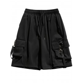 Women's Cargo Drawstring Shorts - Flap Pockets, Elastic Waist, Casual Style, Perfect for Spring & Summer, Comfortable and Versatile Clothing