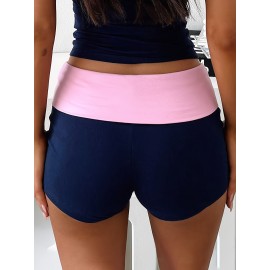 Y2K Style Shorts for Women - Medium Stretch, Hand Washable, Solid Color, All Season Polyester Blend Fabric Y2K Style Shorts for Women - Medium Stretch, Hand Washable, Solid Color, All Season Polyester Blend Fabric