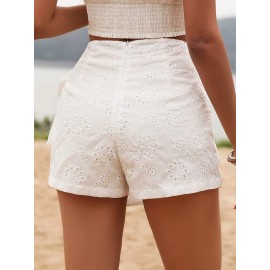Womens Elegant High Waist Solid Color Eyelet Wrap Tie Skort - Lace Up, Micro Elastic Polyester Fabric, No Printing, Woven, Summer Vacation Style - Comfortable and Chic Short Skort for Women Womens Elegant High Waist Solid Color Eyelet Wrap Tie Skort - Lace Up, Micro Elastic Polyester Fabric, No Printing, Woven, Summer Vacation Style - Comfortable and Chic Short Skort for Women