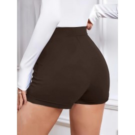High Waist Womens Shorts - Fashionable Solid Color with Eye-Catching Buttons - Comfy Casual Style for Everyday Wear - A Trendy Closet Essential High Waist Womens Shorts - Fashionable Solid Color with Eye-Catching Buttons - Comfy Casual Style for Everyday Wear - A Trendy Closet Essential