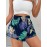 Stylish Women's Leaf Print Wide Leg Shorts - Casual Shirred Elastic High Waist Shorts for Spring & Summer