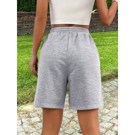 Stretchy Slant Pocket Drawstring Shorts - Ultra-Comfy Casual Elastic Waist Shorts with Micro Elasticity for Spring & Summer - Womens Polyester Solid Color Knit Fabric Shorts with Lace Up Closure and Machine Washable Design Stretchy Slant Pocket Drawstring Shorts - Ultra-Comfy Casual Elastic Waist Shorts with Micro Elasticity for Spring & Summer - Womens Polyester Solid Color Knit Fabric Shorts with Lace Up Closure and Machine Washable Design