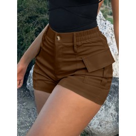 Womens High Waist Cargo Shorts with Flap Pockets - Stylish Vacation Wear for Spring & Summer - Trendy Comfortable Fashion Womens High Waist Cargo Shorts with Flap Pockets - Stylish Vacation Wear for Spring & Summer - Trendy Comfortable Fashion