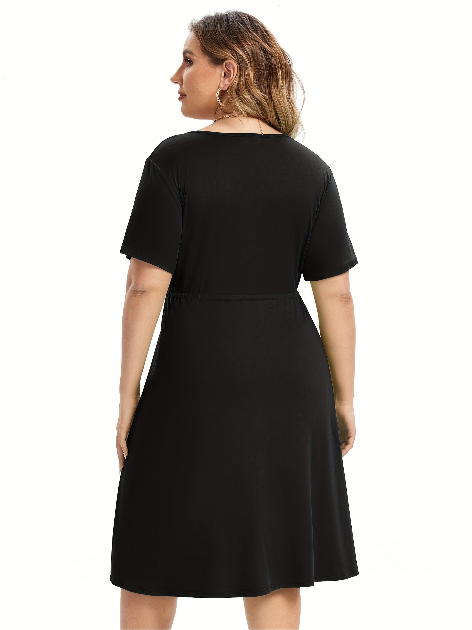 womens v neck a line knee length wrap swing dresses plus size a line party mini dress details 84