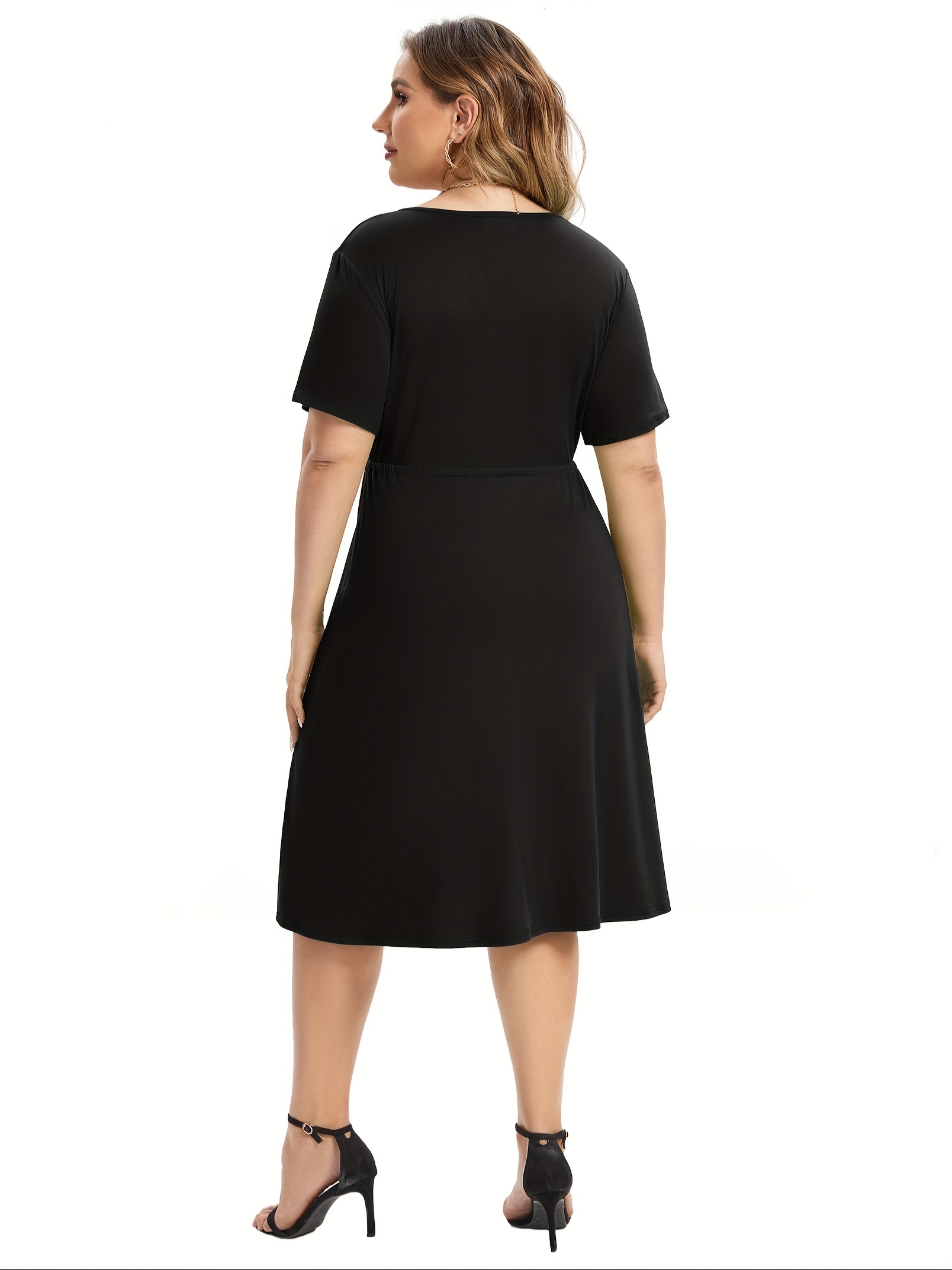 womens v neck a line knee length wrap swing dresses plus size a line party mini dress details 85