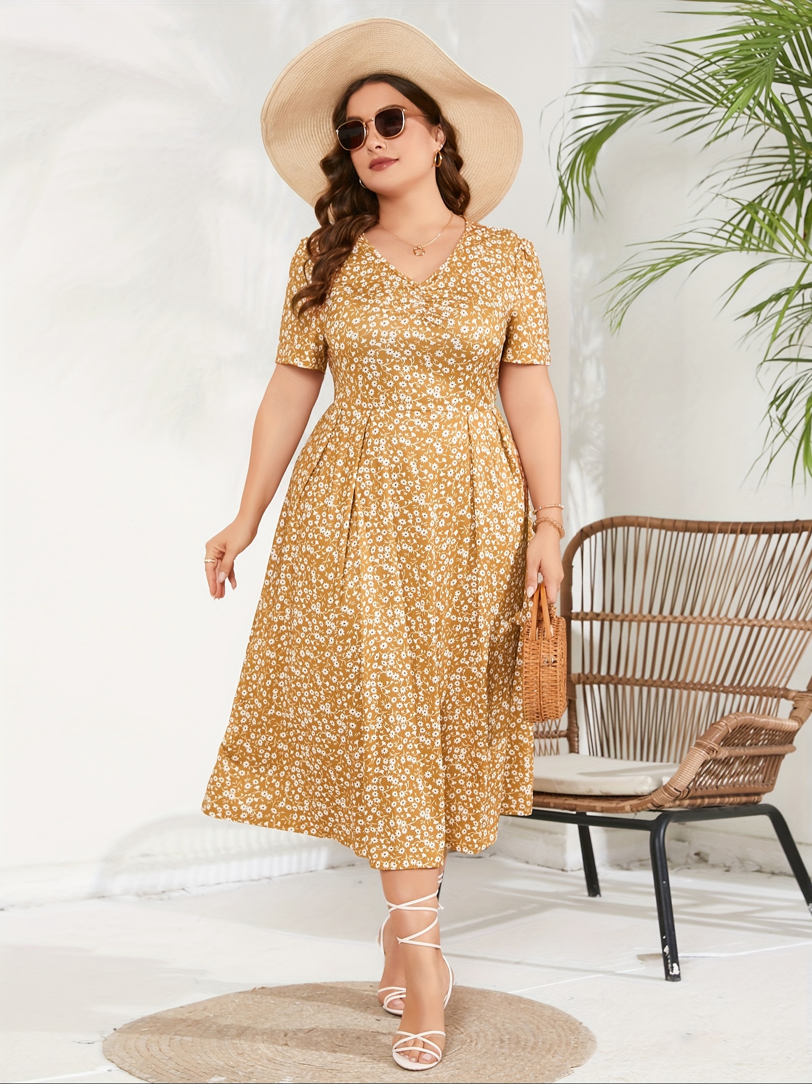 plus size maxi dress womens summer casual boho floral empire waist plus size flowy dress plus size dresses for curvy women details 1