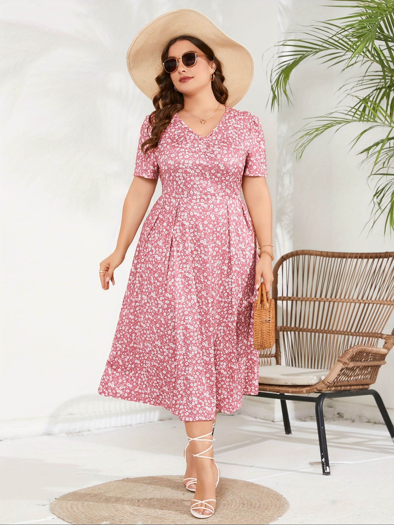 plus size maxi dress womens summer casual boho floral empire waist plus size flowy dress plus size dresses for curvy women details 11